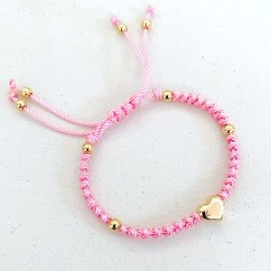 Stainless Steel Golden Puffed Heart Ajustable Macrame Coquette Bracelet …